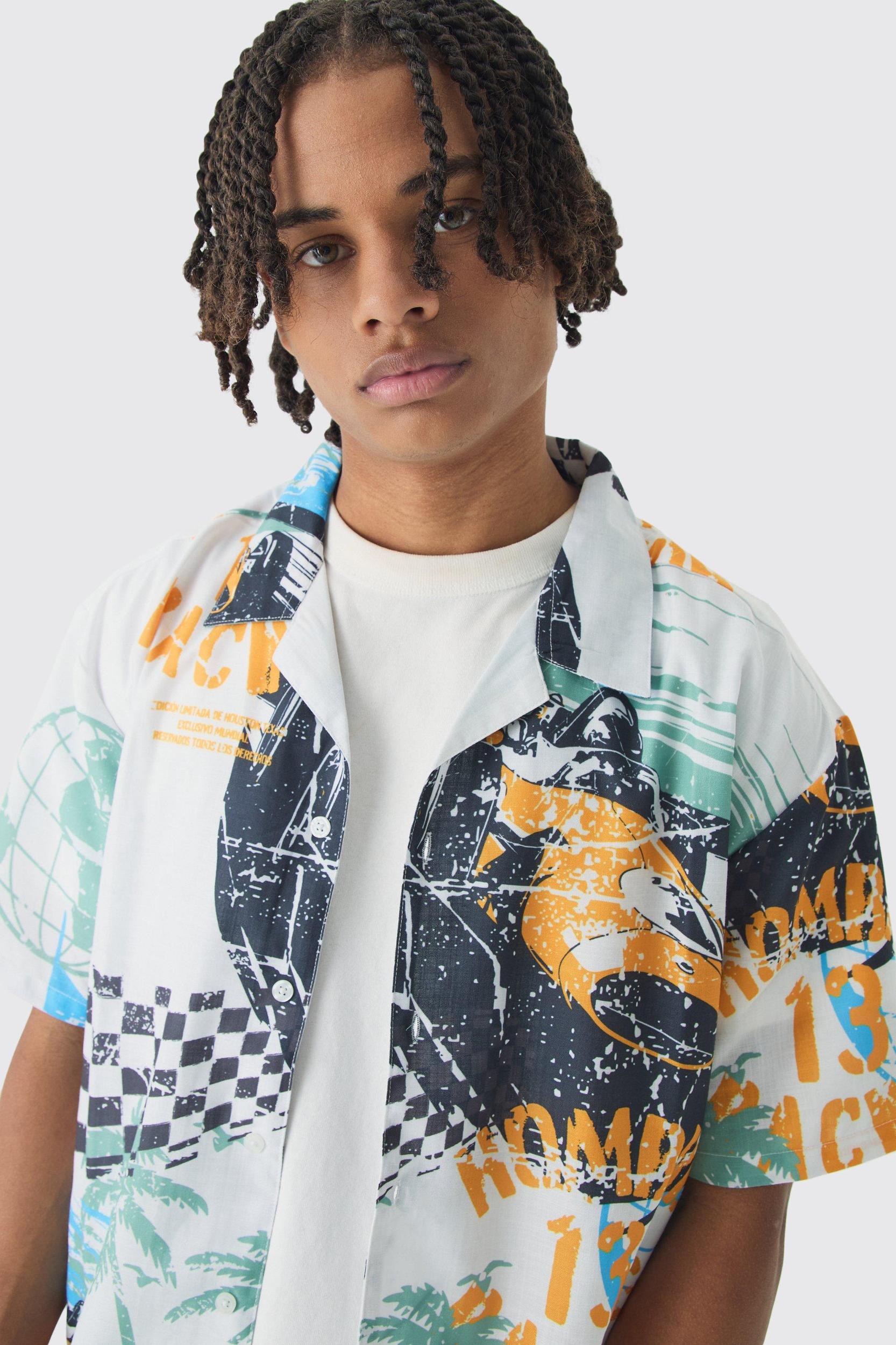 Oversized Slub Moto Shirt | boohooMAN USA Product Image