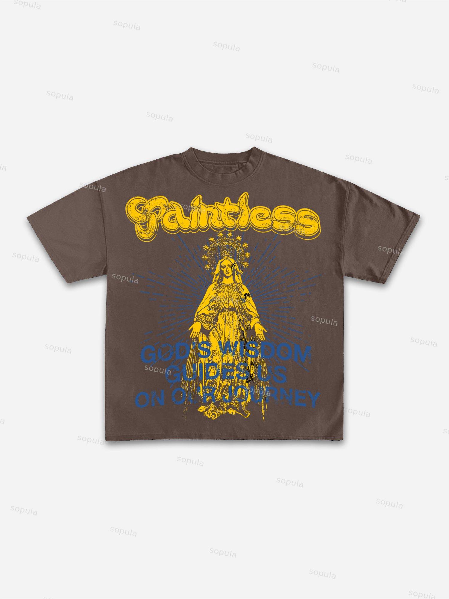 God's Guide Vintage Madonna Graphic Cotton T-shirt Product Image