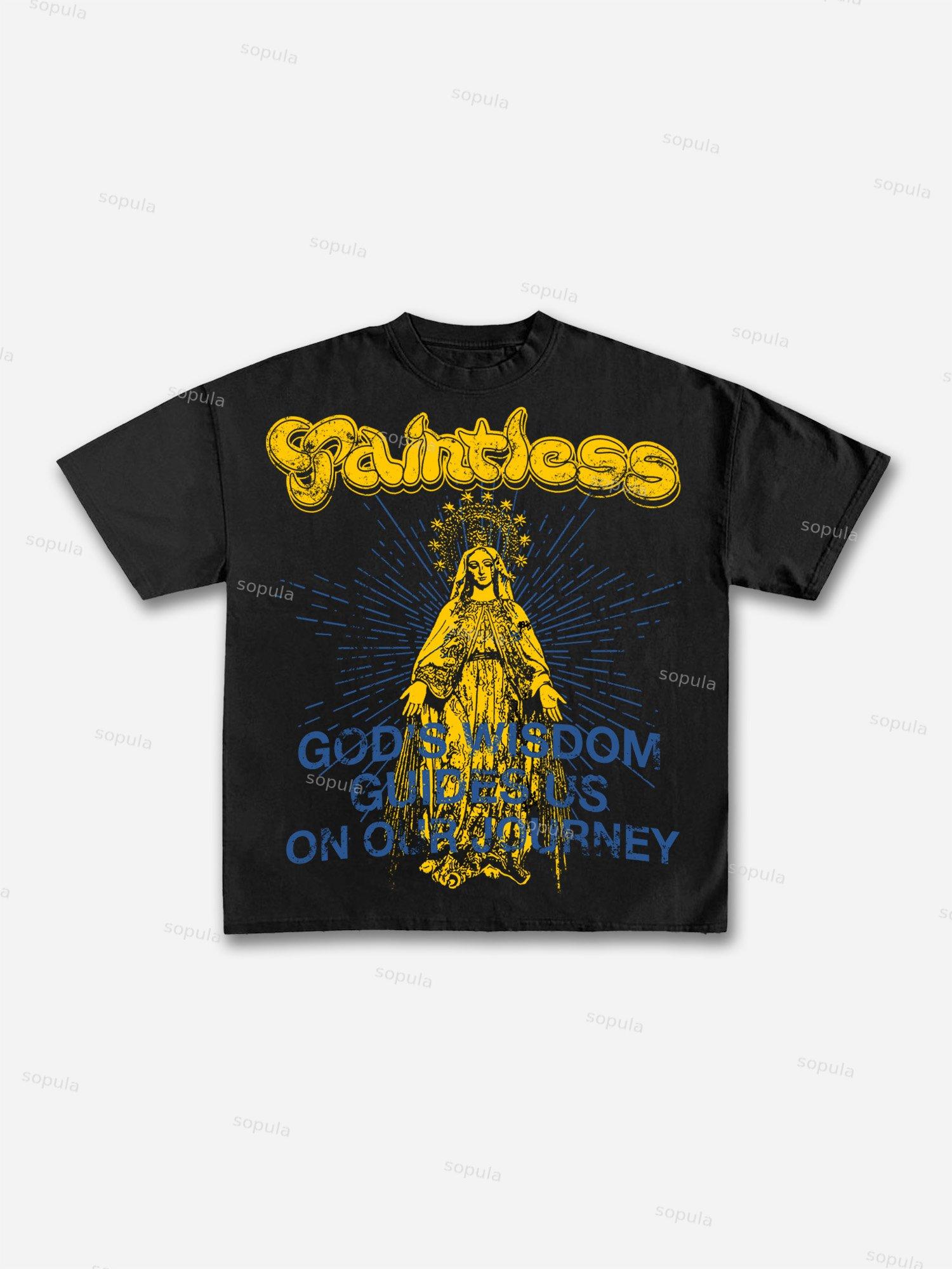God's Guide Vintage Madonna Graphic Cotton T-shirt Product Image