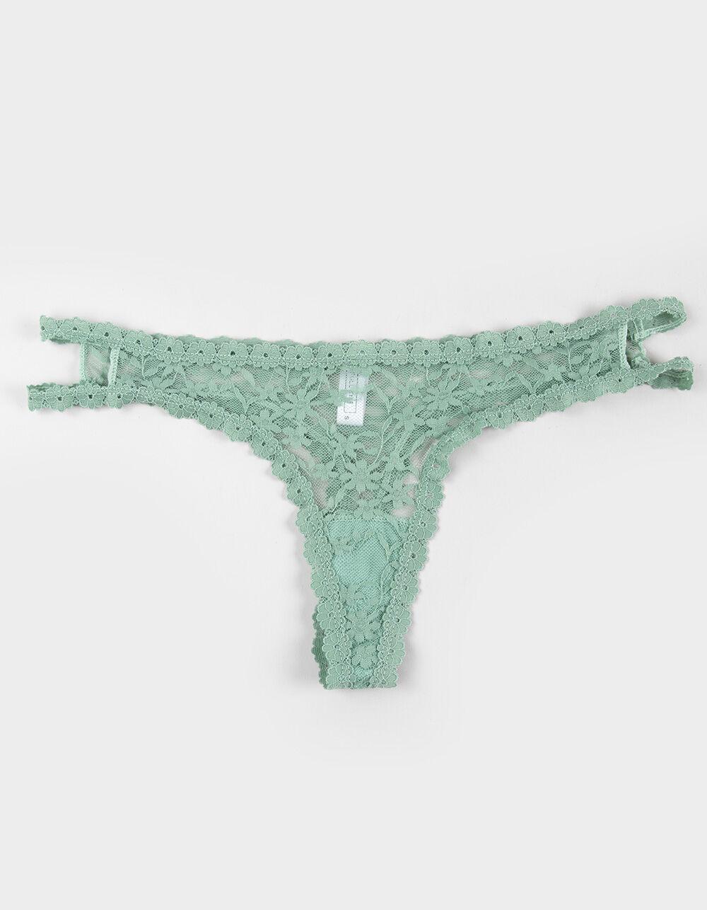 FULL TILT Lace Daisy Trim Thong - GREEN Product Image