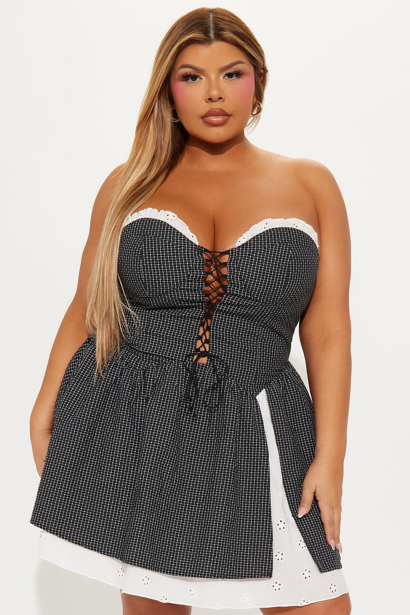 Julietta Plaid Mini Dress - Black Product Image