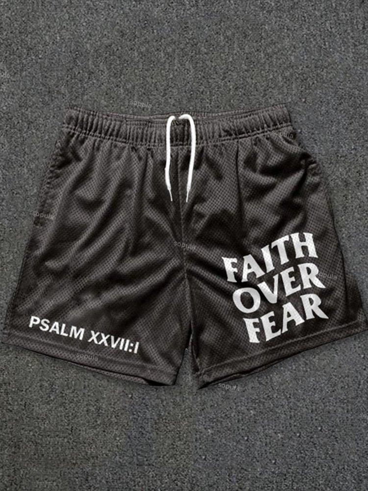 Faith Over Fear Print Graphic Men's Mesh Shorts Product Image