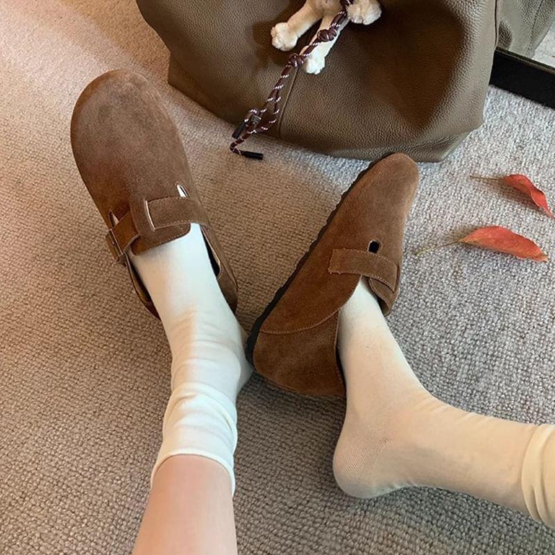 Platform Buckled Suede Slip Ons Product Image