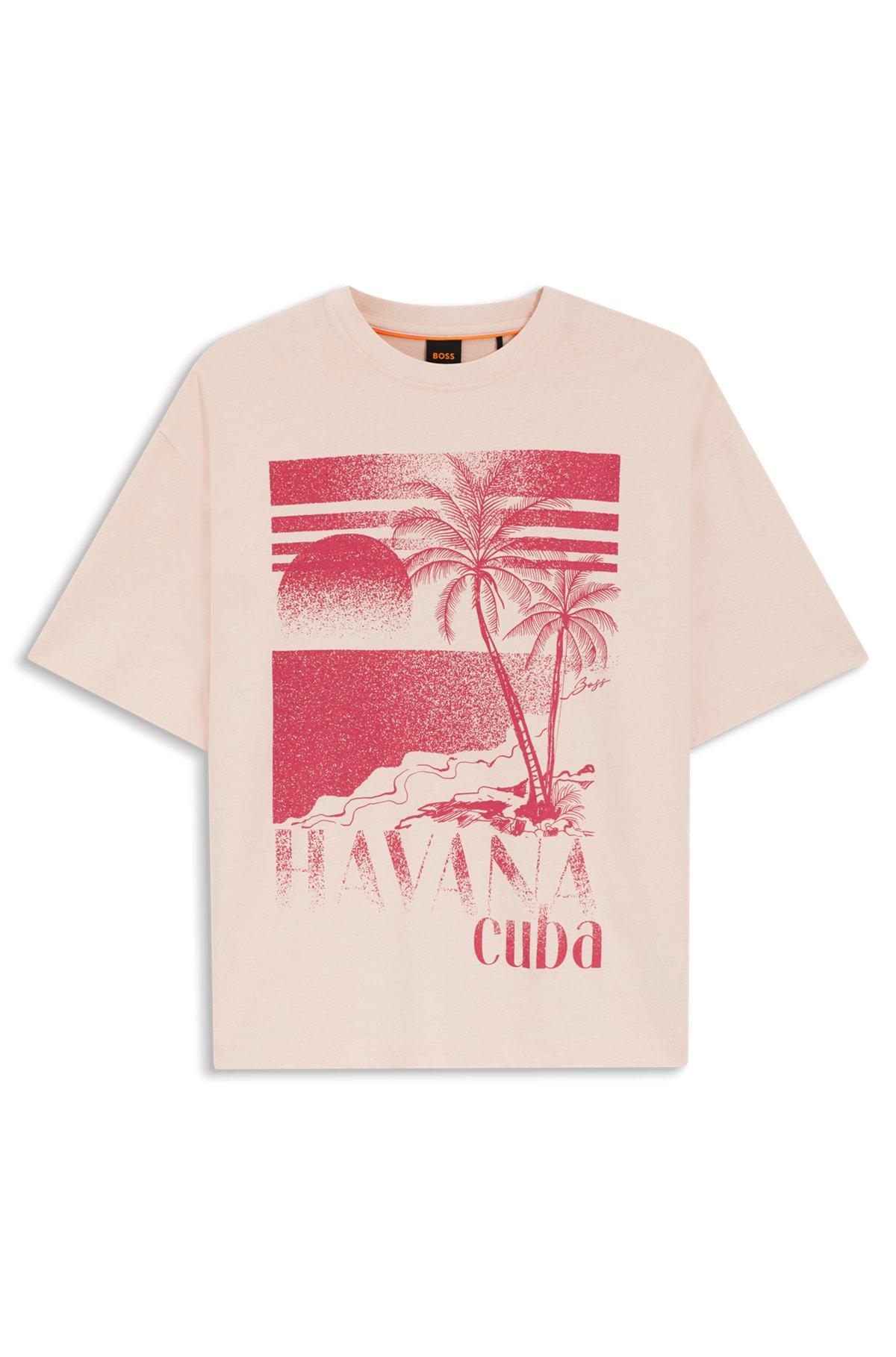 Cotton-jersey T-shirt with printed artwork Product Image