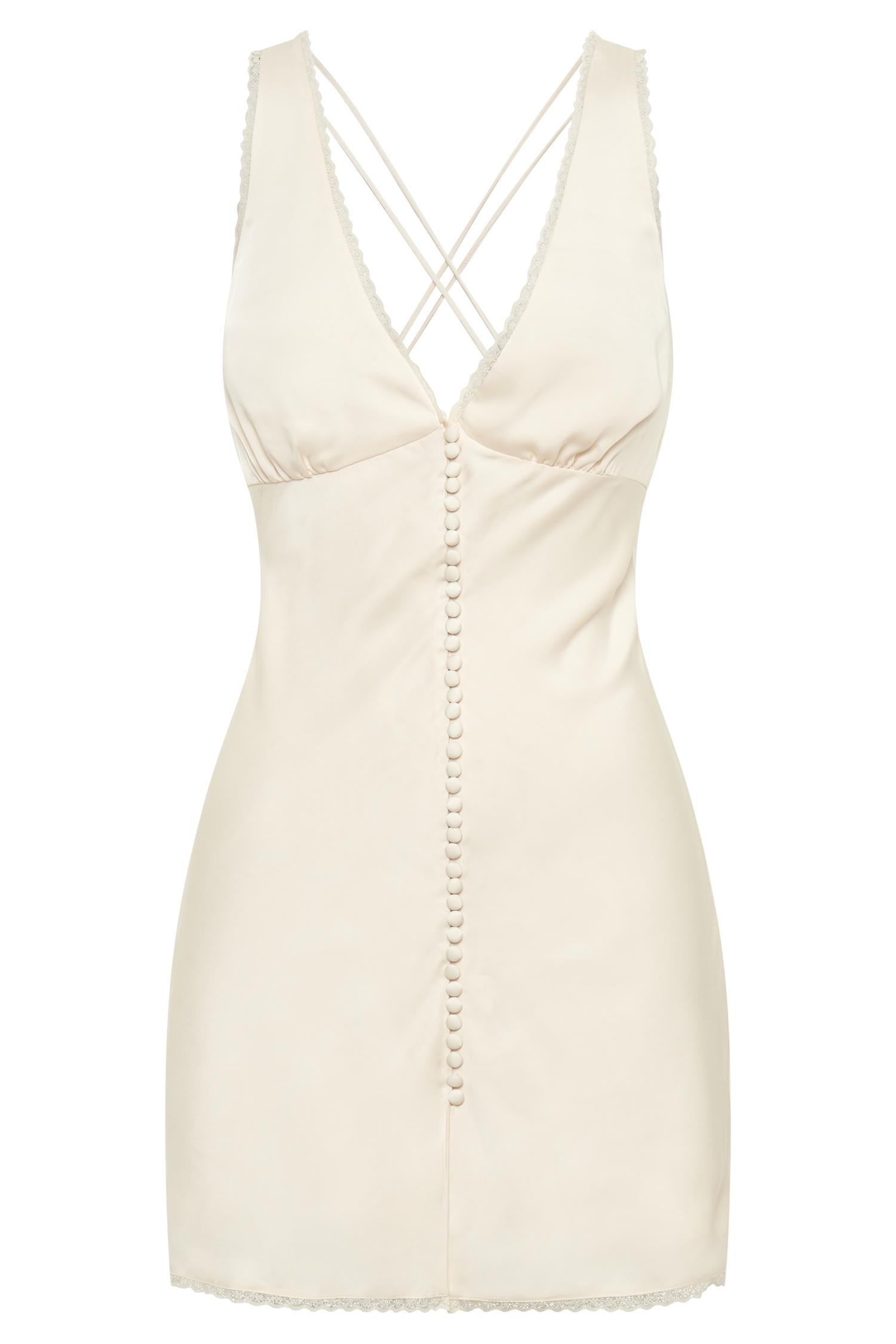 Amiri Satin Mini Dress With Lace - Ivory Product Image