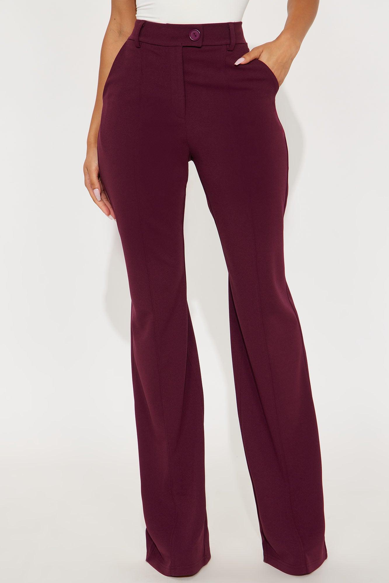 Tall Heidi Wide Leg Trouser Pant - Burgundy Female Product Image