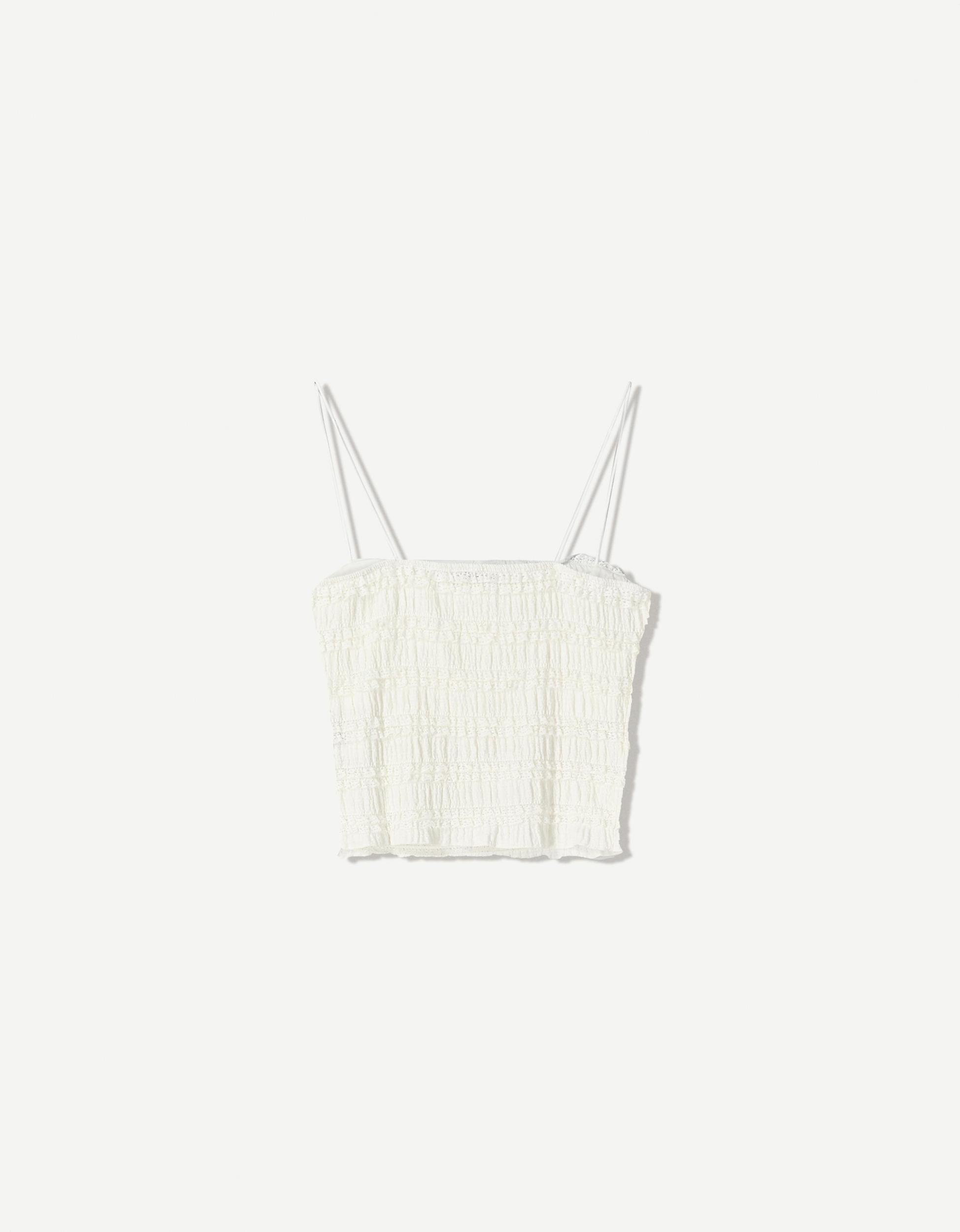 Textured waffle-knit shorts with ruffles Product Image