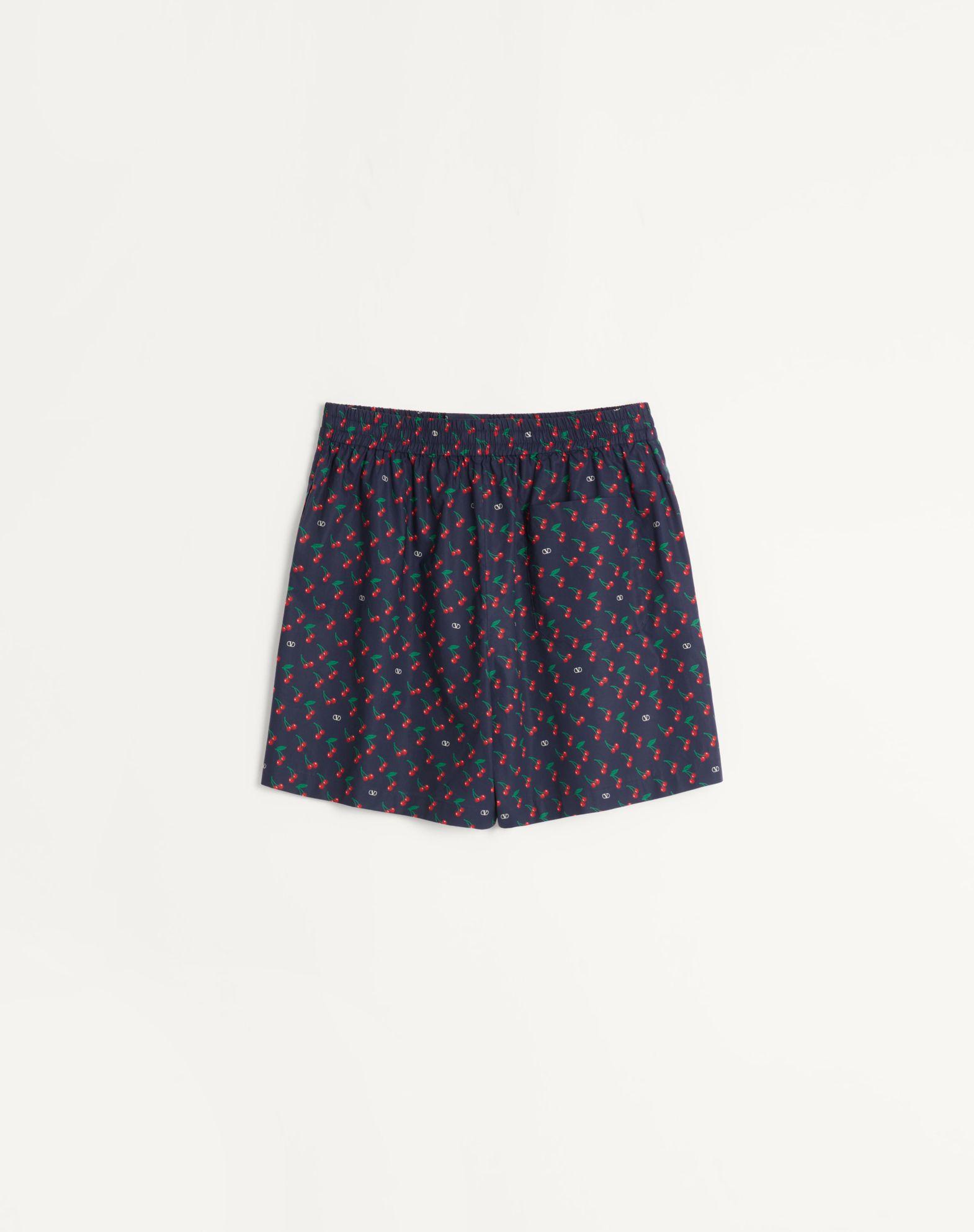 Cotton Poplin Bermuda Shorts With Cherryfic Print Product Image