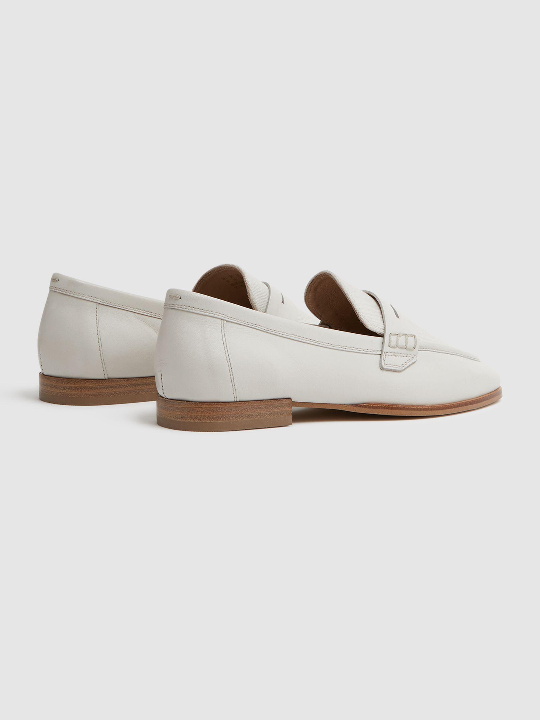 Leather-Cotton Loafers in Off White Product Image