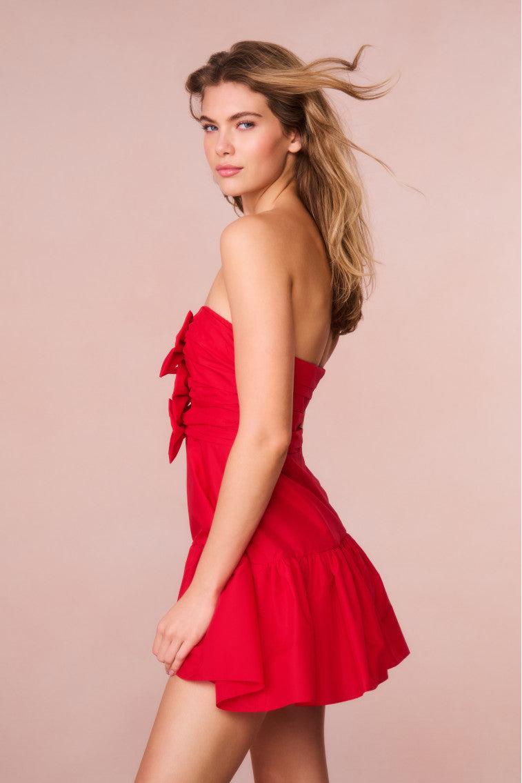 Woodlow Bow Mini Dress - RED Product Image