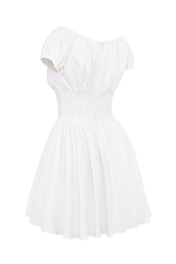 Nala  white cotton gathered mini dress Product Image