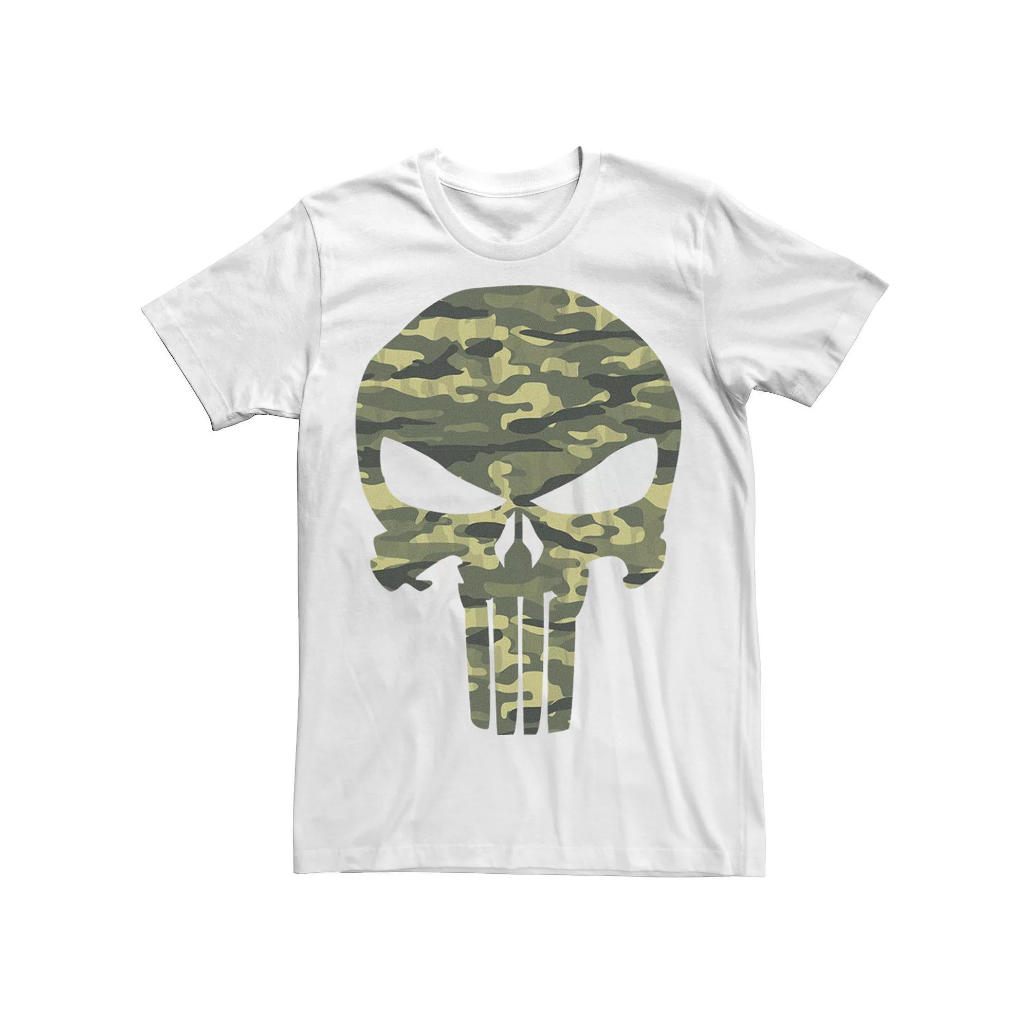Men's Marvel The Punisher Camo Skull Symbol Tee, Size: Medium, Athletic Grey Product Image