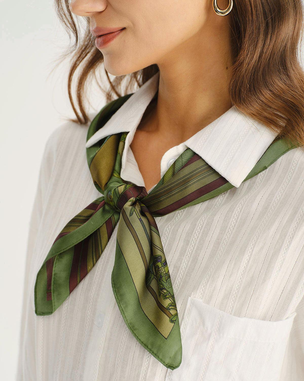 Green Floral Satin Scarf Product Image