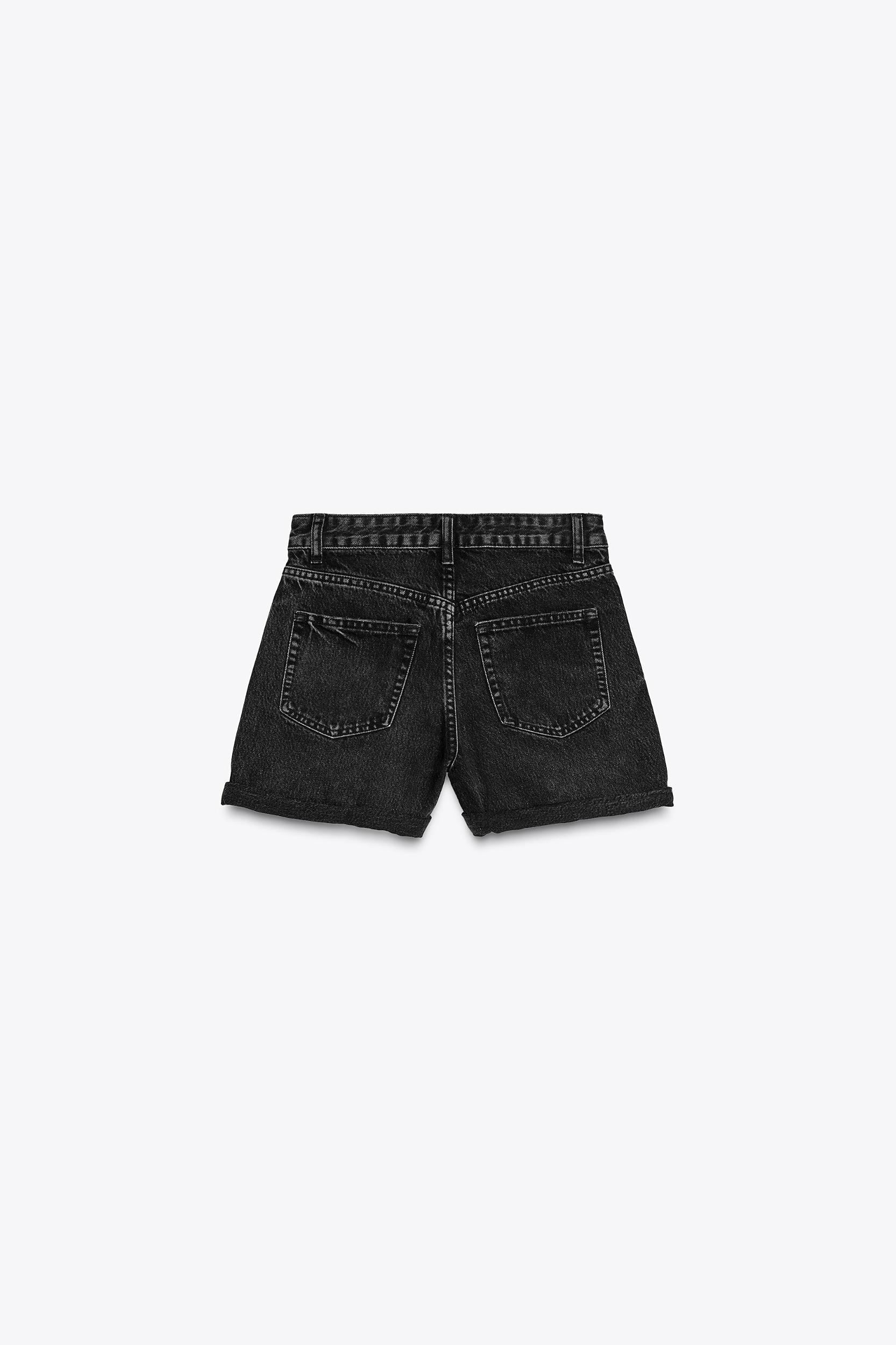 TRF HIGH-WAISTED MOM FIT DENIM SHORTS Product Image