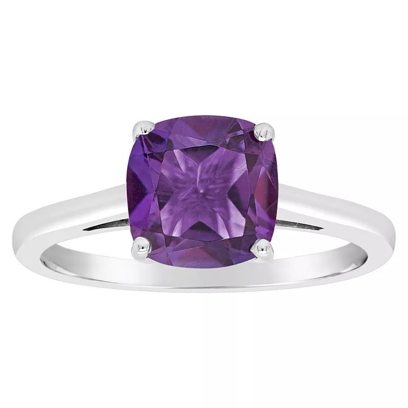 Alyson Layne 14k Gold Cushion Amethyst Solitaire Ring, Women's, Size: 6, 14k White Gold Product Image
