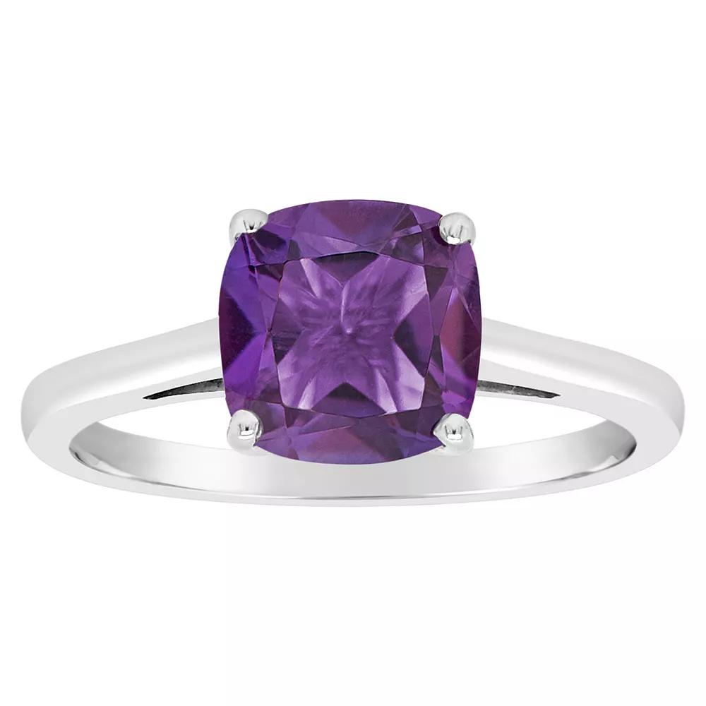 Alyson Layne 14k Gold Cushion Amethyst Solitaire Ring, Women's, Size: 6, 14k White Gold Product Image