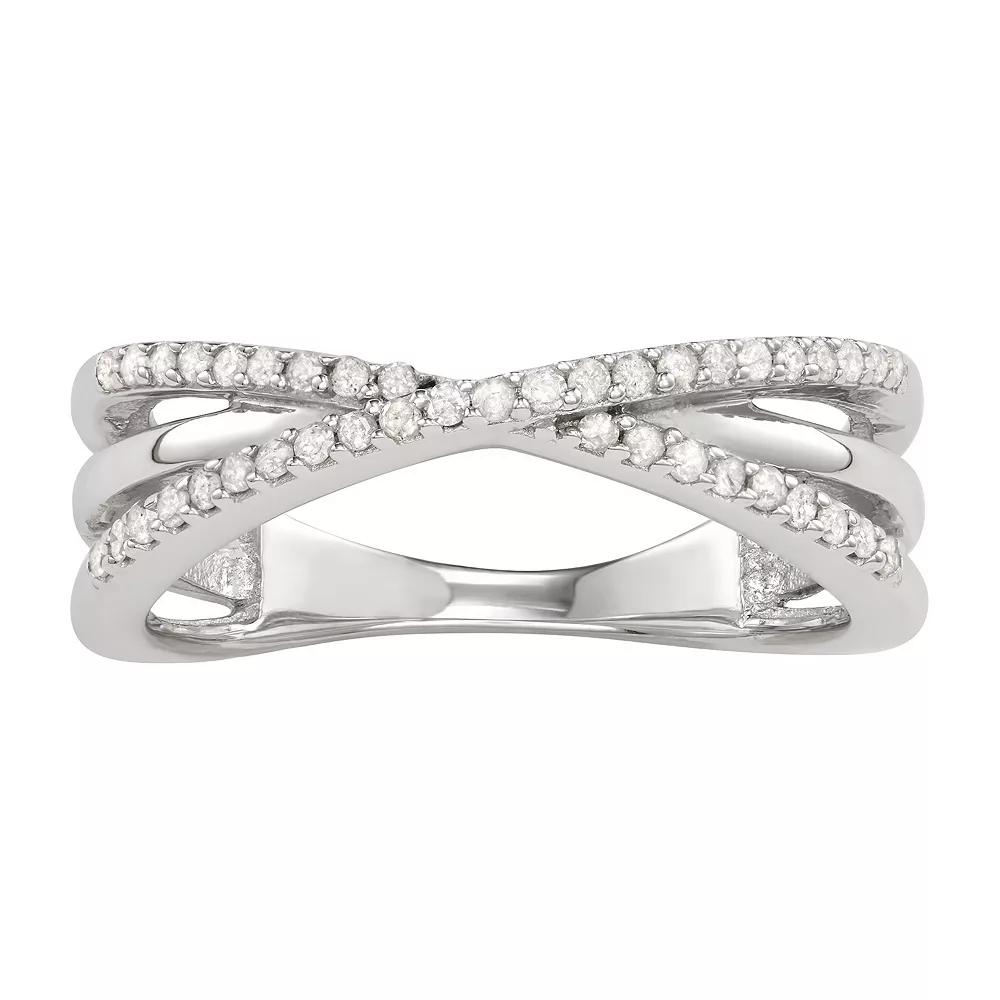 Jewelexcess Sterling Silver 1/4 Carat T.W. Diamond Crossover Ring, Women's, Size: 8 Product Image
