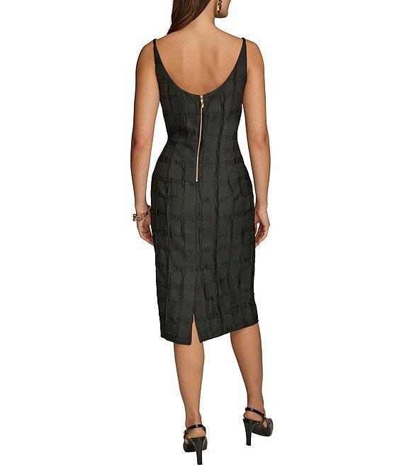 Donna Karan Jacquard Boat Neck Sleeveless Sheath Dress Product Image
