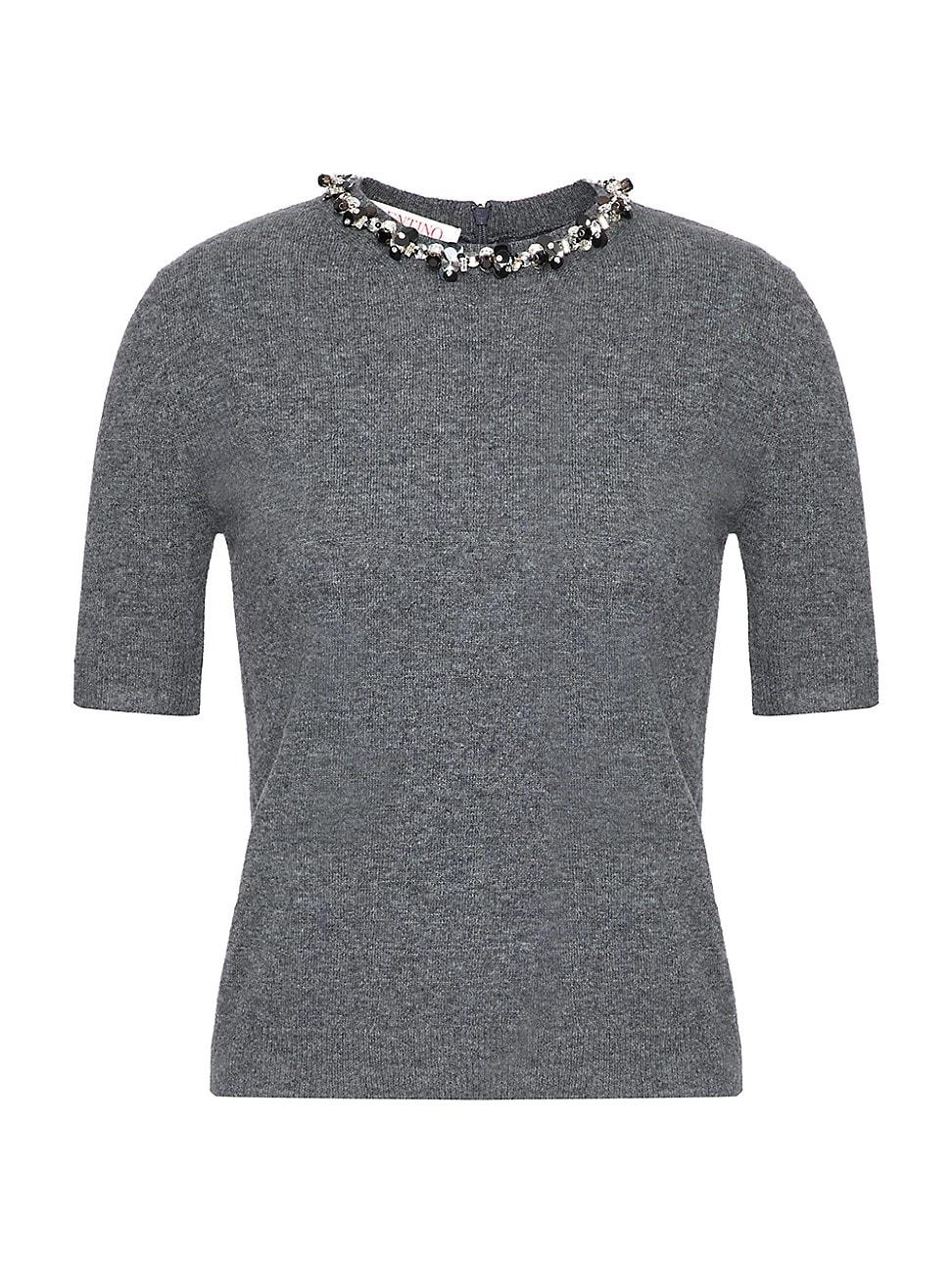 Womens Embroidered Wool Sweater Product Image