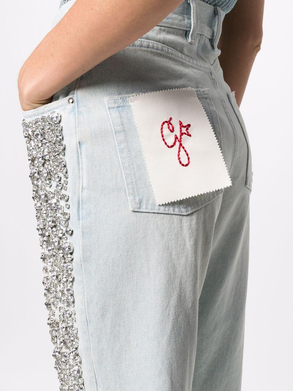 Kim cabochon-crystal bleached jeans Product Image