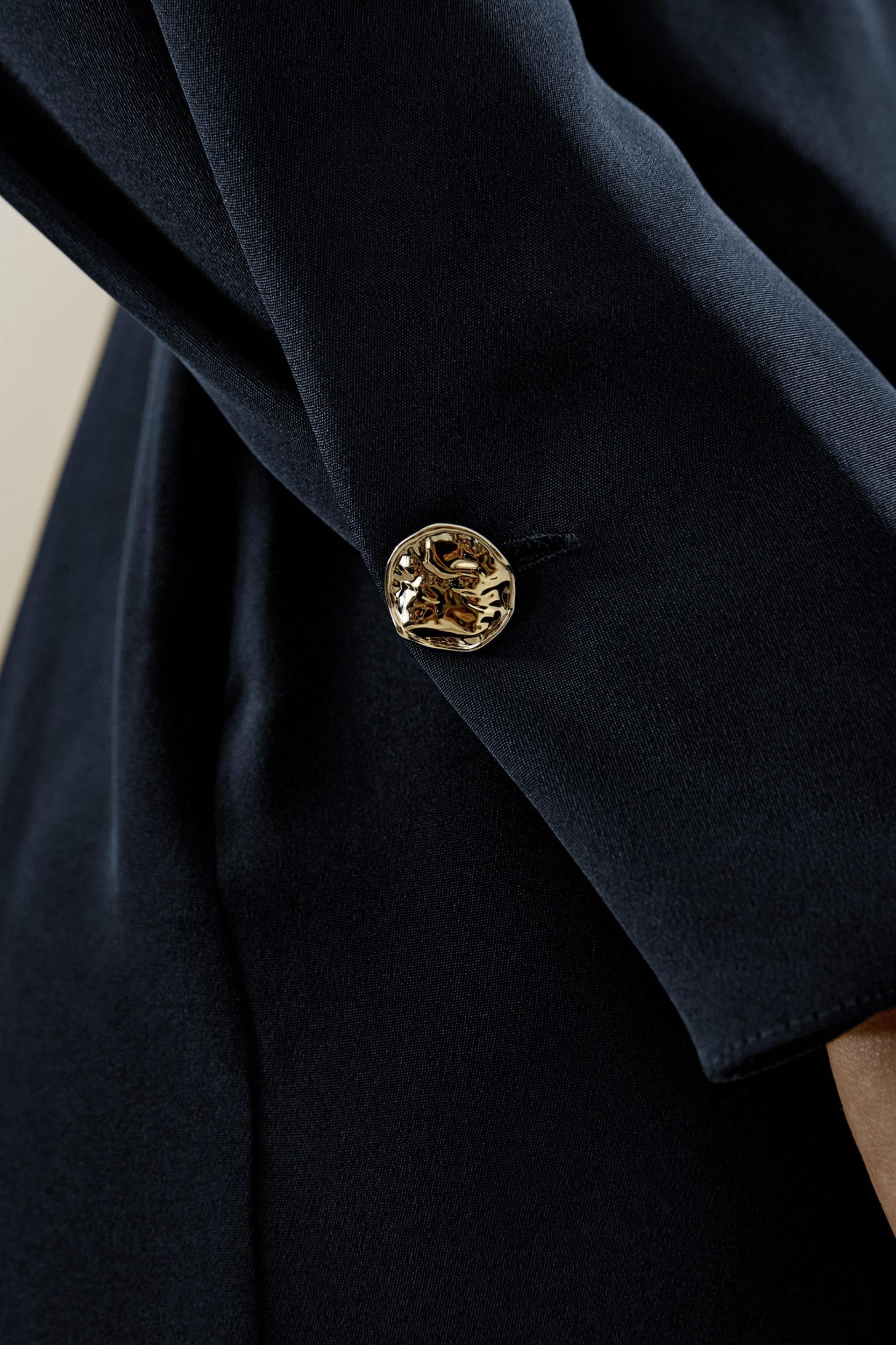 LILYSILK Long Sleeve Silk Dress - for Women - Midnight Blue Heavy Silk - Casual Boat Neck Dress S Product Image