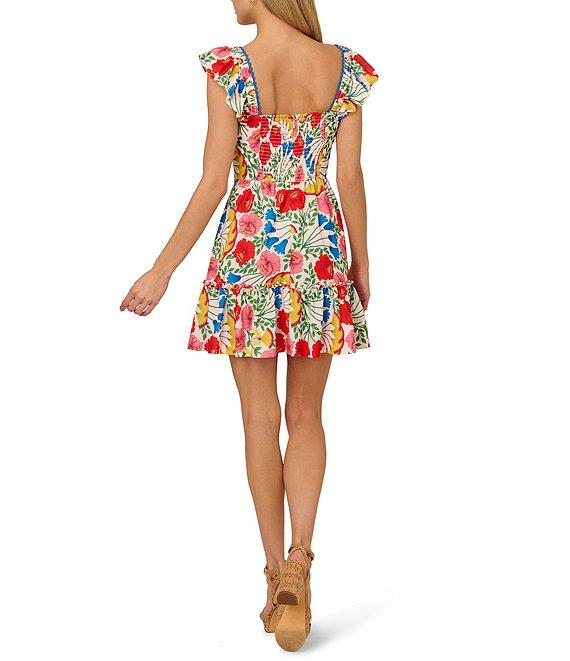 Adrianna by Adrianna Papell Floral Print Square Neck Sleeveless A-Line Mini Dress Product Image