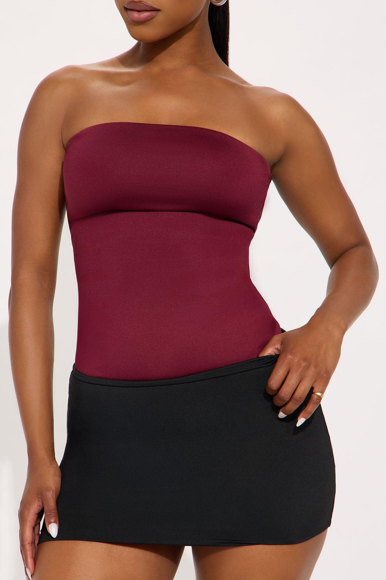 Contour Double Lined Tube Top - Wine Female Product Image