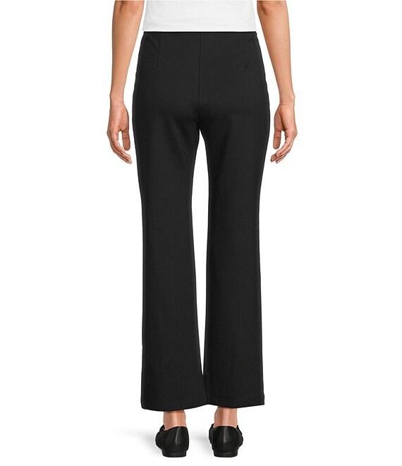 Multiples Solid 4-Way Stretch Ponte Elastic No-Waist Pintuck Pull-On Ankle Pants Product Image