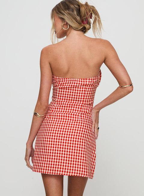 Double Date Mini Dress Red Gingham Product Image
