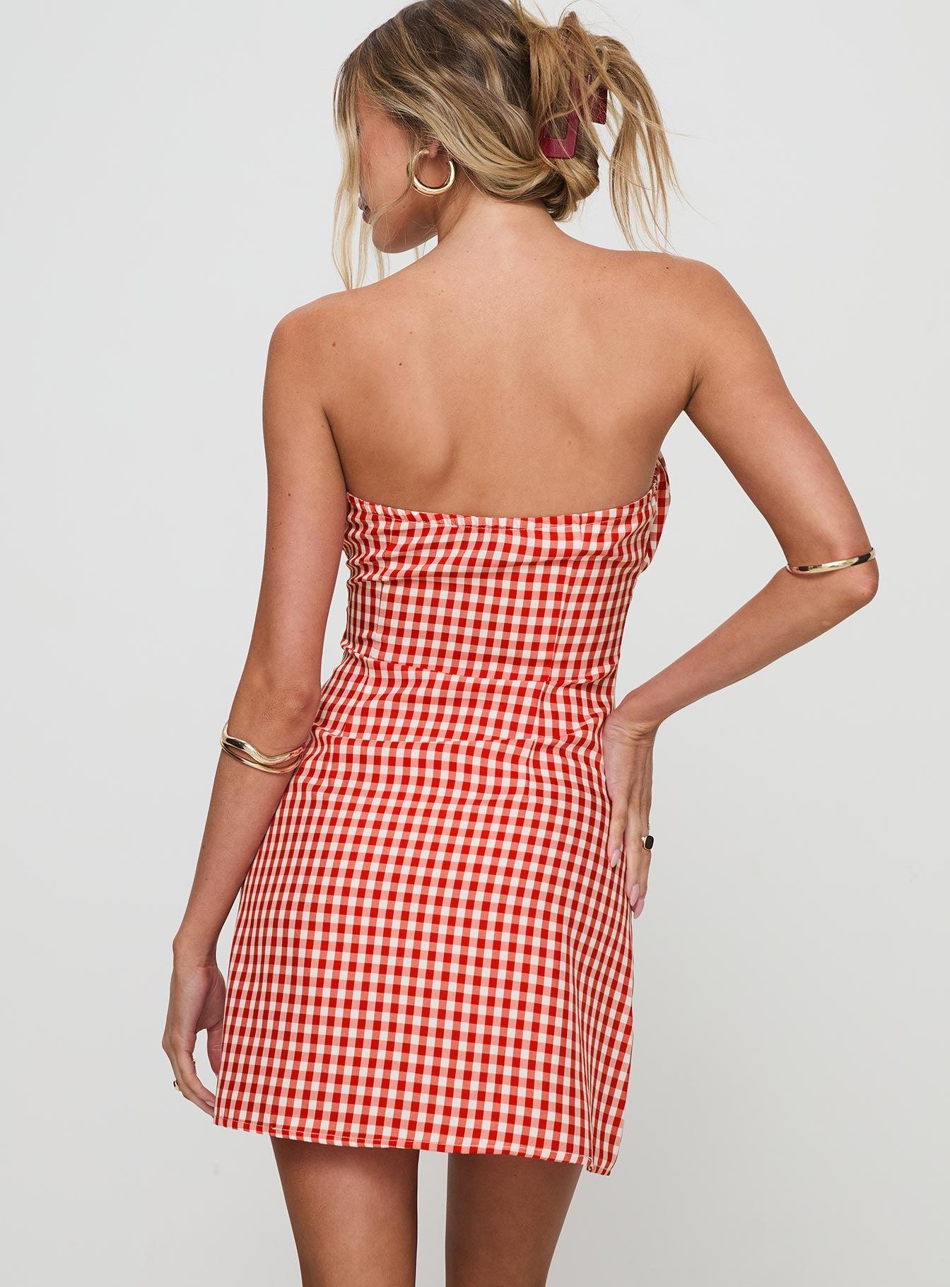 Double Date Mini Dress Red Gingham Product Image