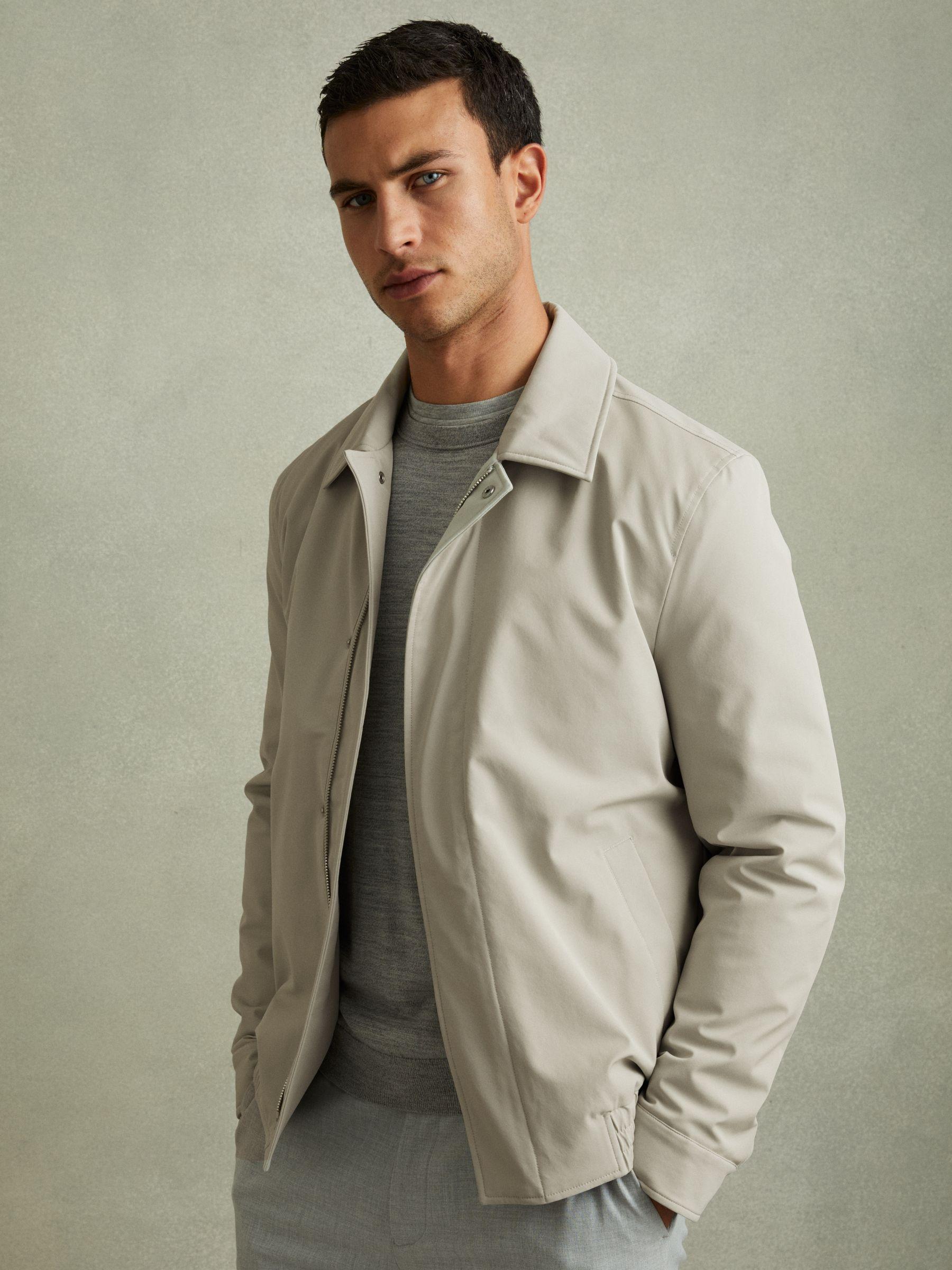 Elasticated Hem Harrington Jacket in Stone Product Image