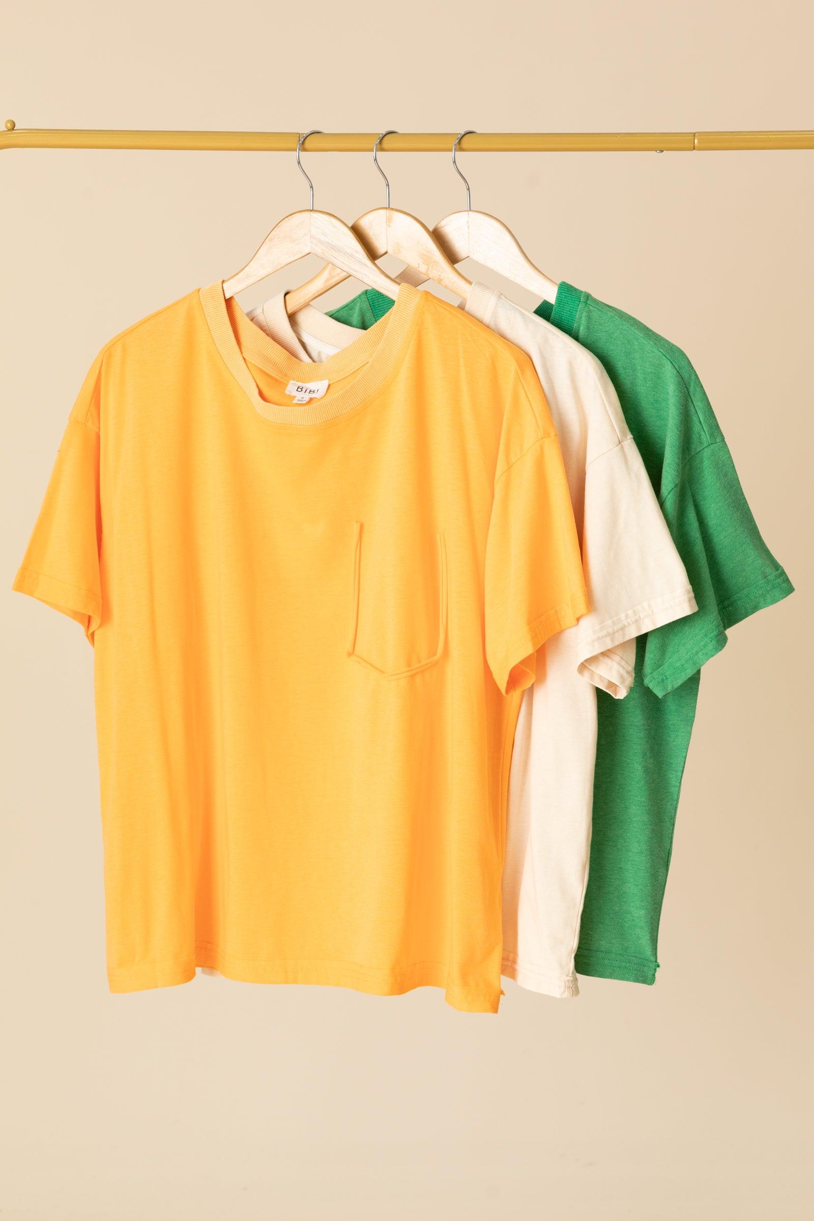 Washed Relaxed Fit Short Sleeve Knit Tops Product Image