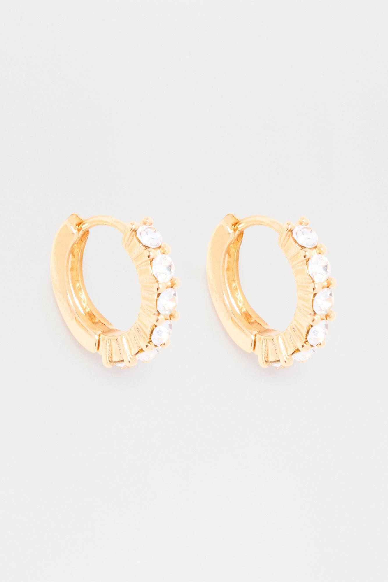 Melony Rhinestone Hoop Earrings - Gold Female Product Image