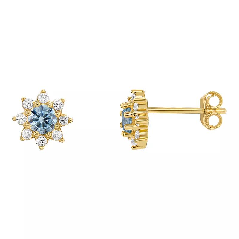 PRIMROSE Birthstone Cubic Zirconia Flower Stud Earrings, Women's, Silver Tone Dec Product Image