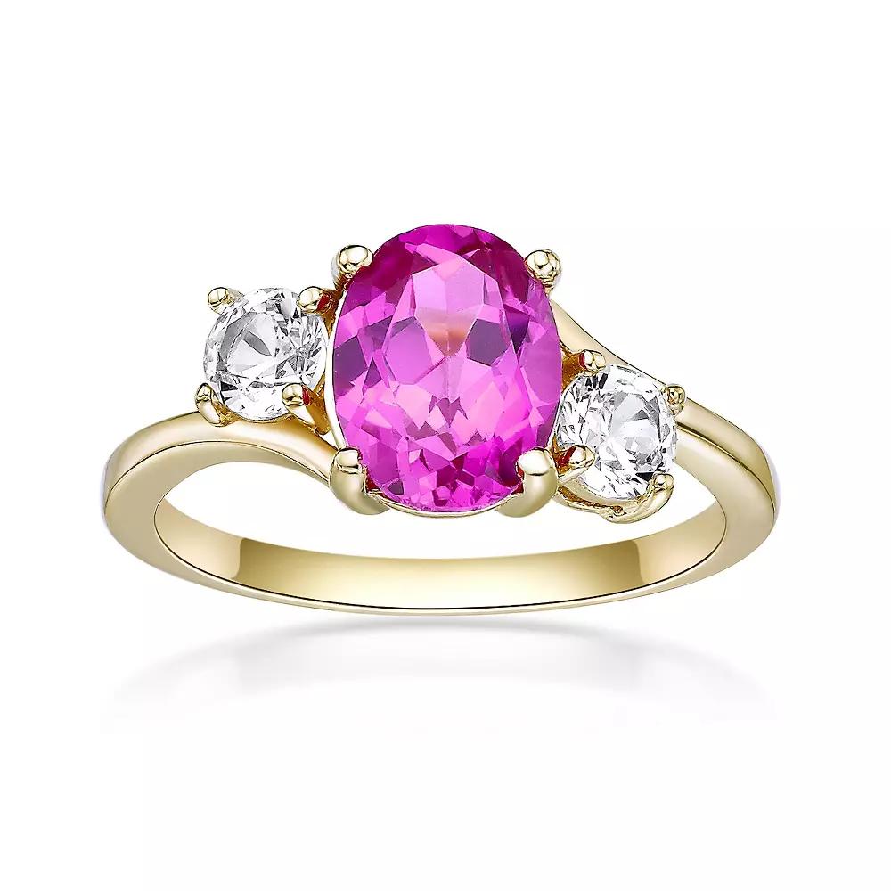 Gemminded 2 Micron Gold Over Silver Lab-Created Pink & White Sapphire Ring, Women's, Size: 5, Gold Tone Product Image