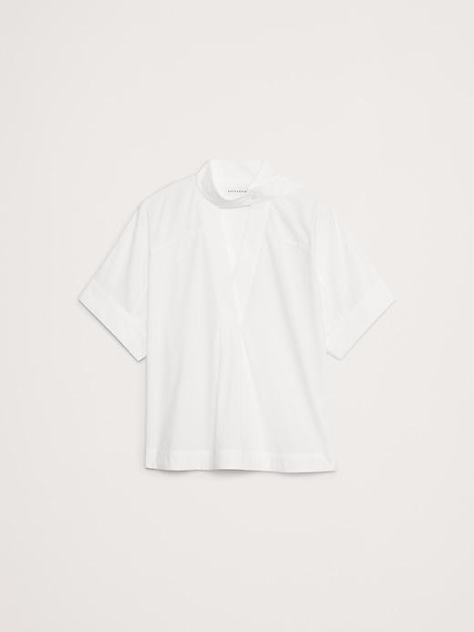 Cotton Poplin Popover Tie-Neck Top Product Image