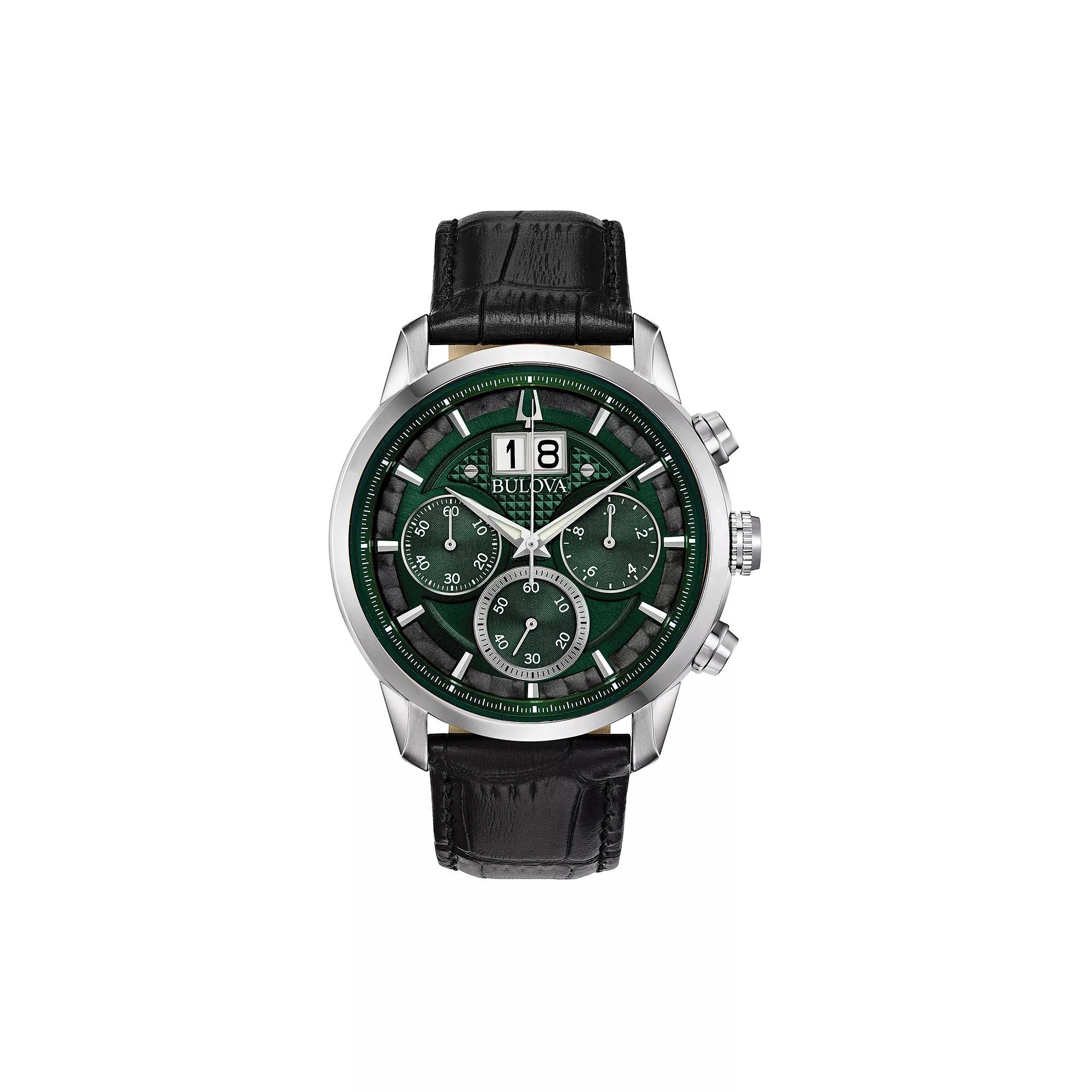 Men's Bulova Chronograph Watch With Brown Leather Strap,  Product Image