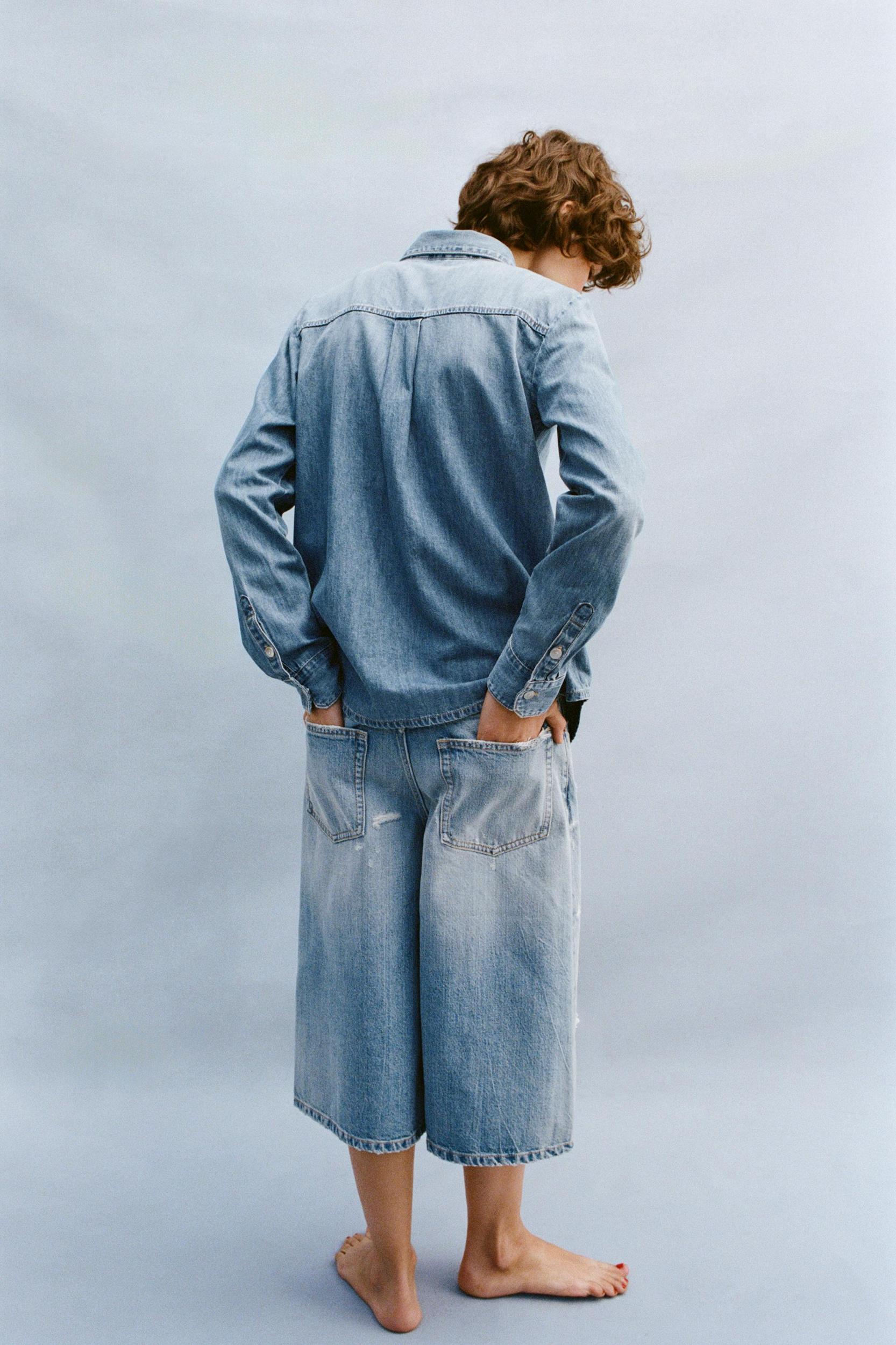 RIPPED BAGGY DENIM JORTS Product Image