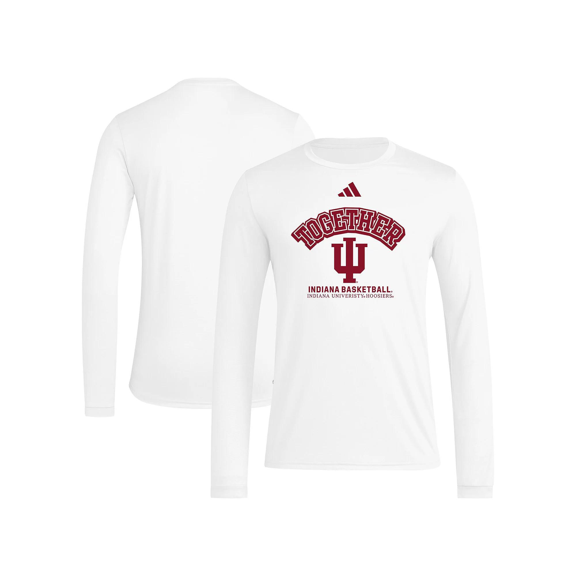 Men's adidas White Indiana Hoosiers Together On-Court Pregame Long Sleeve T-Shirt, Size: 2XL Product Image