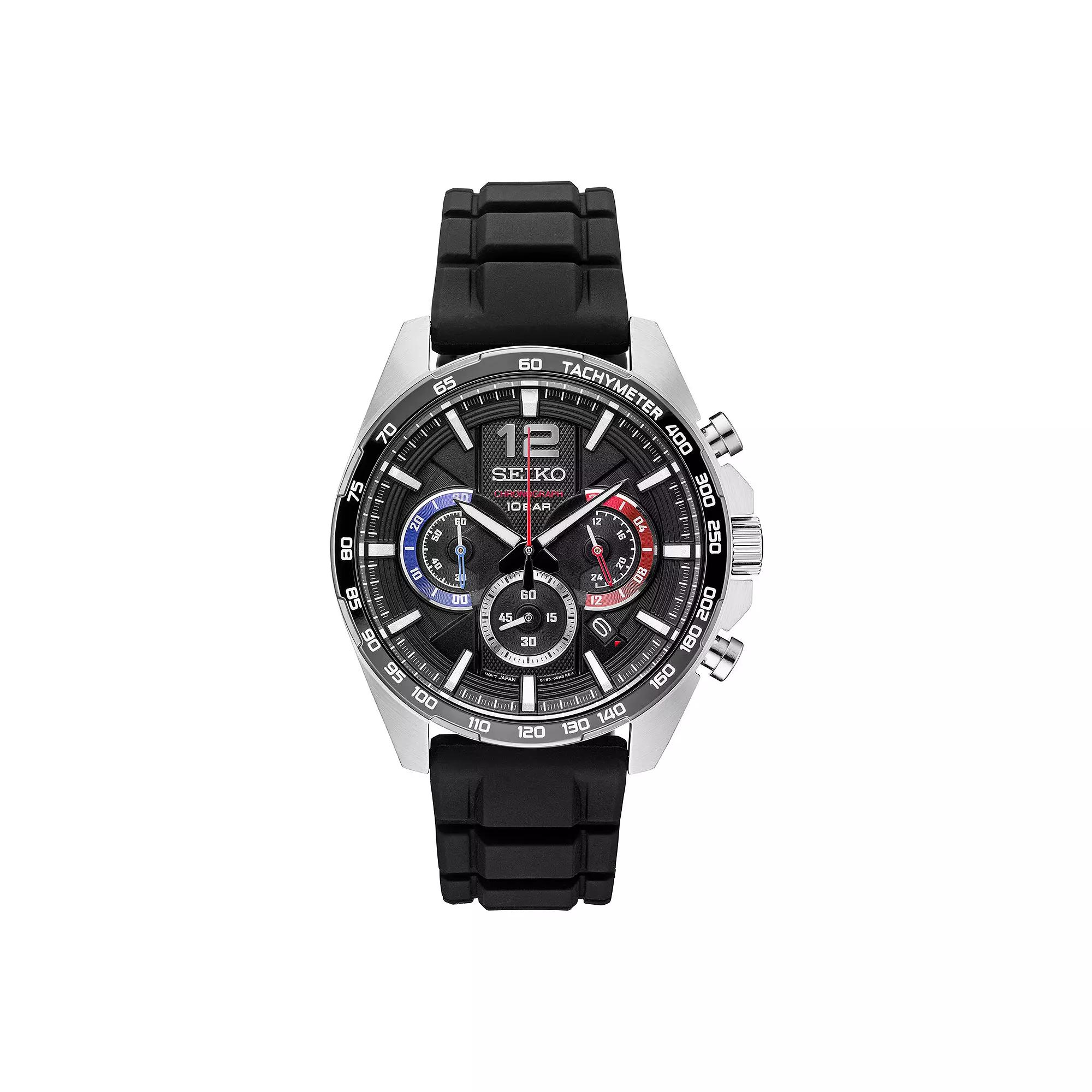 Seiko Mens Stainless Steel & Silicone Chronograph Watch - SSB347 Black Product Image