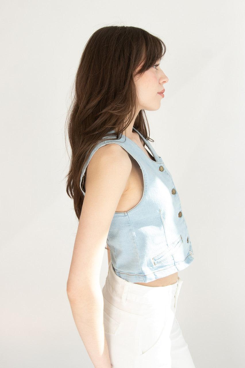 Light Wash Denim Vest Product Image