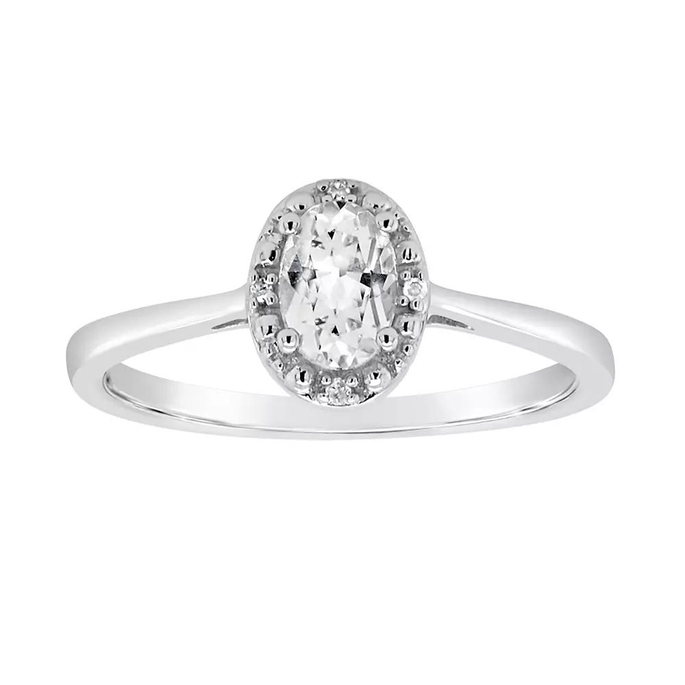 Celebration Gems Sterling Silver Oval Genuine Citrine Diamond Accent Frame Ring, Women's,  Product Image