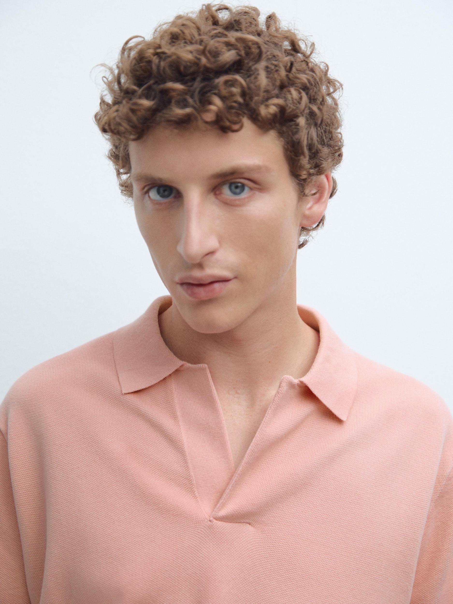 Knit V-neck polo shirt Product Image