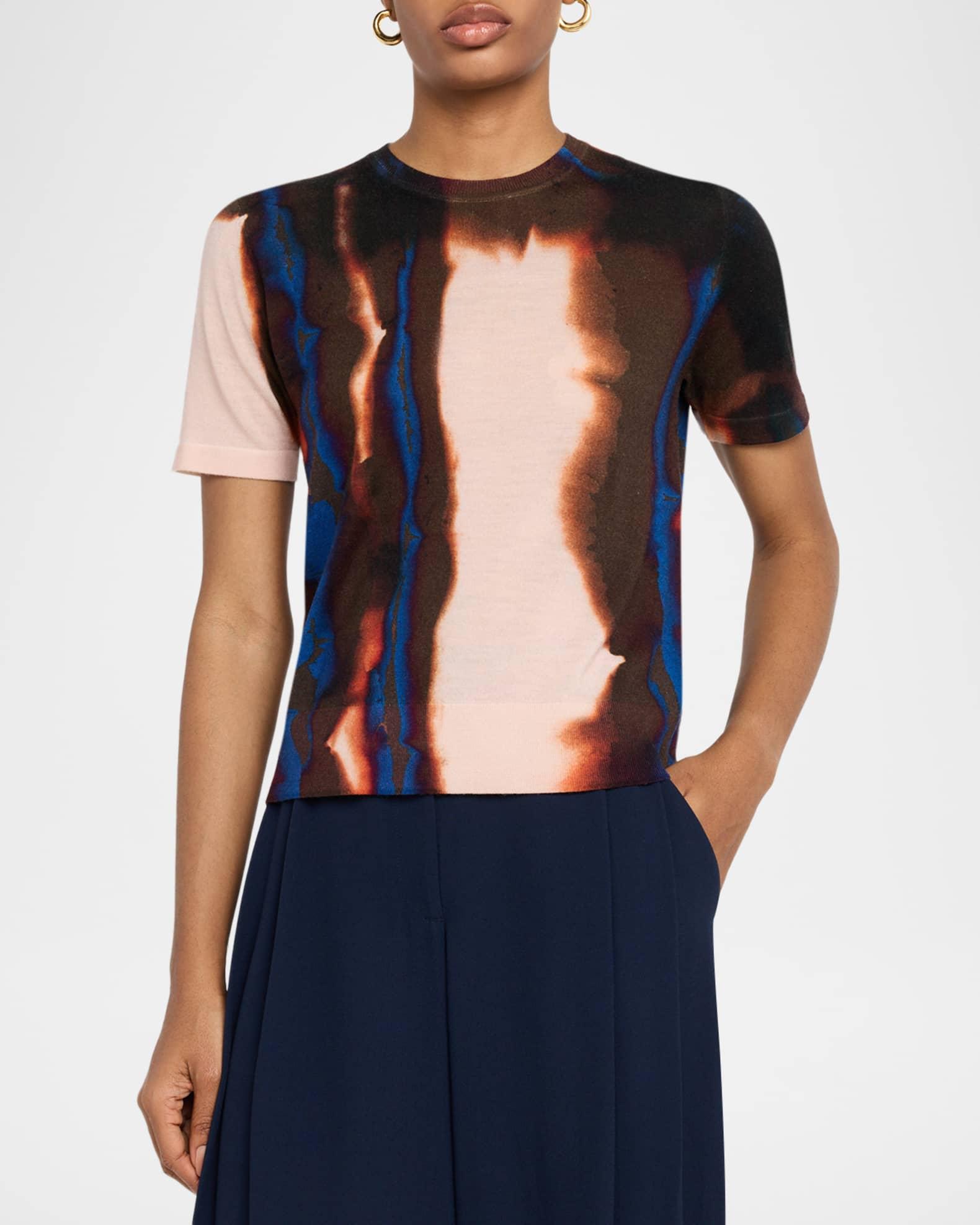 Burned Striped Wool Short-Sleeve Sweater Product Image