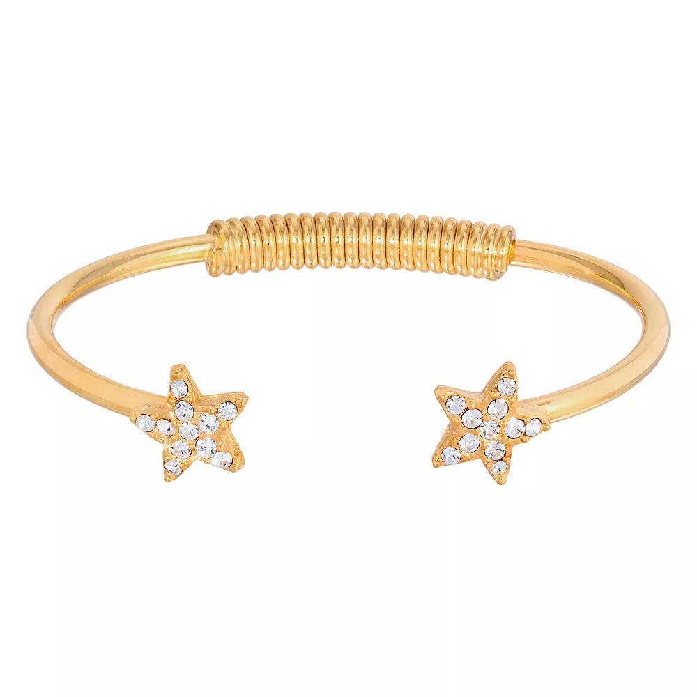 1928 Gold Tone Simulated Crystal Star Spring Bracelet, Womens, Gold Tone Clear Product Image