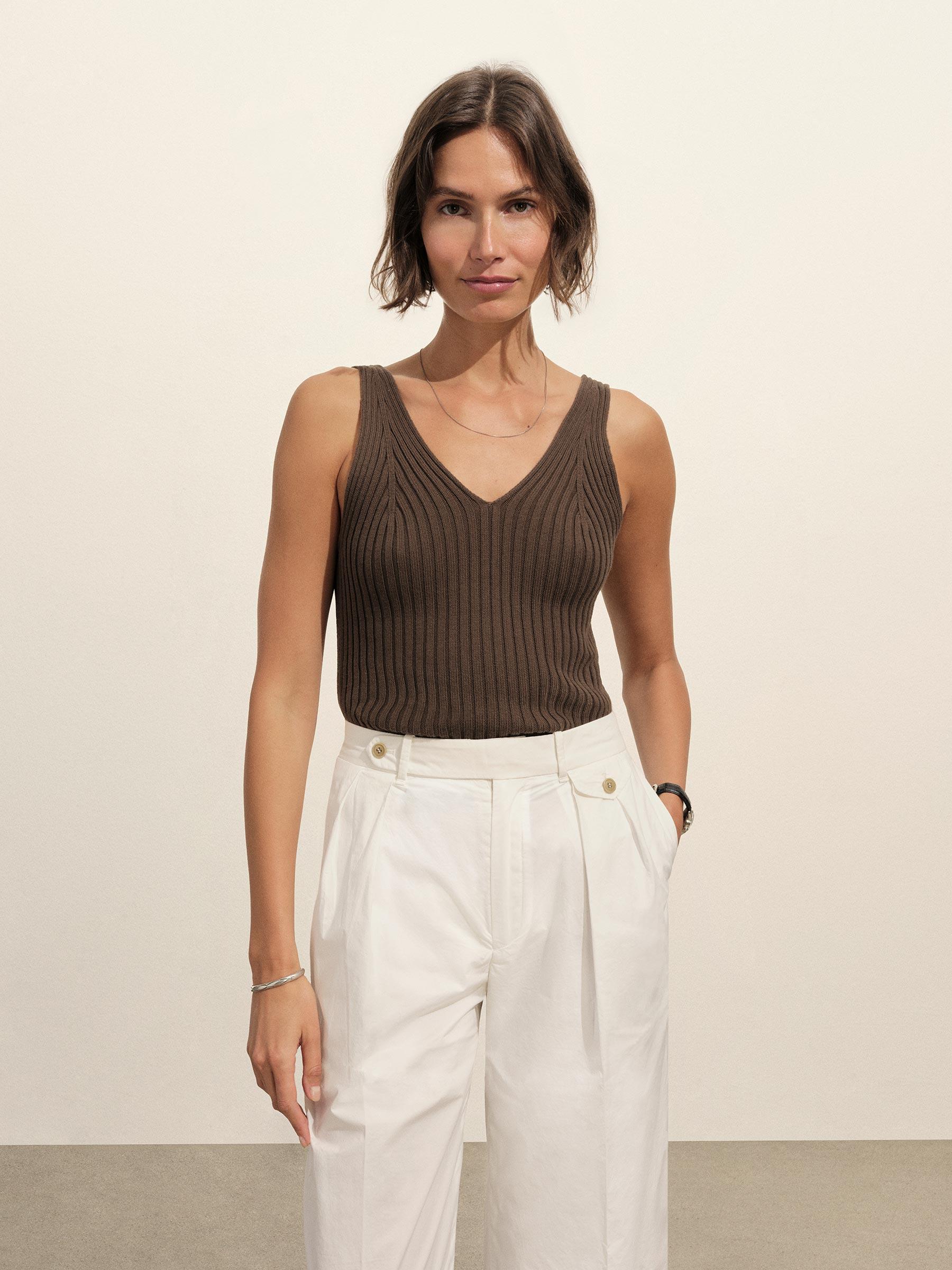 White Paperweight Poplin Pleated Trouser Product Image