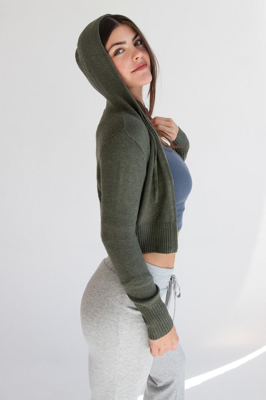 Crop Zip Up Hoodie Sweater Product Image