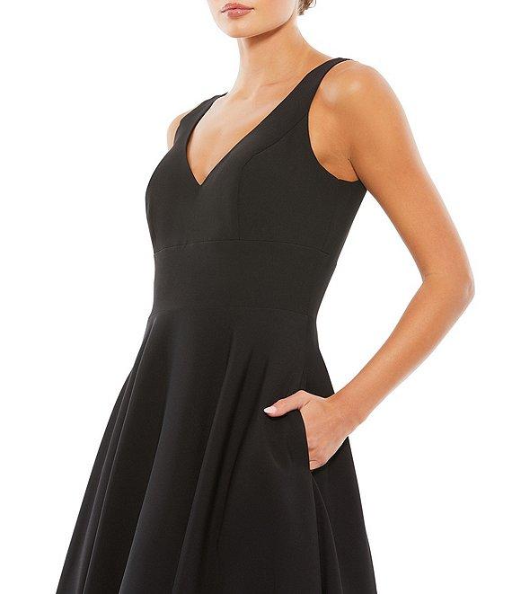 Ieena for Mac Duggal V-Neck Lined Pocketed Sleeveless Ball Gown Product Image