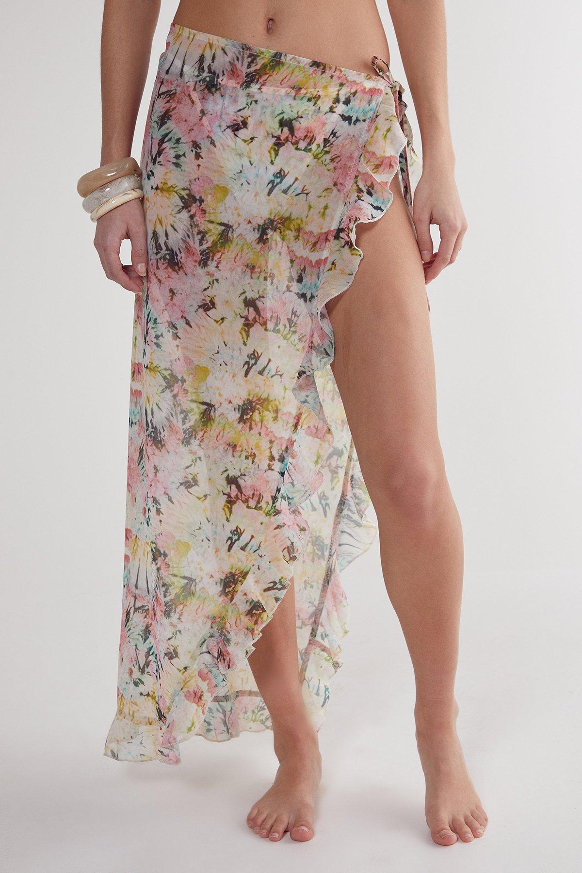 Tie Dye Ruffle Beach Skirt Product Image