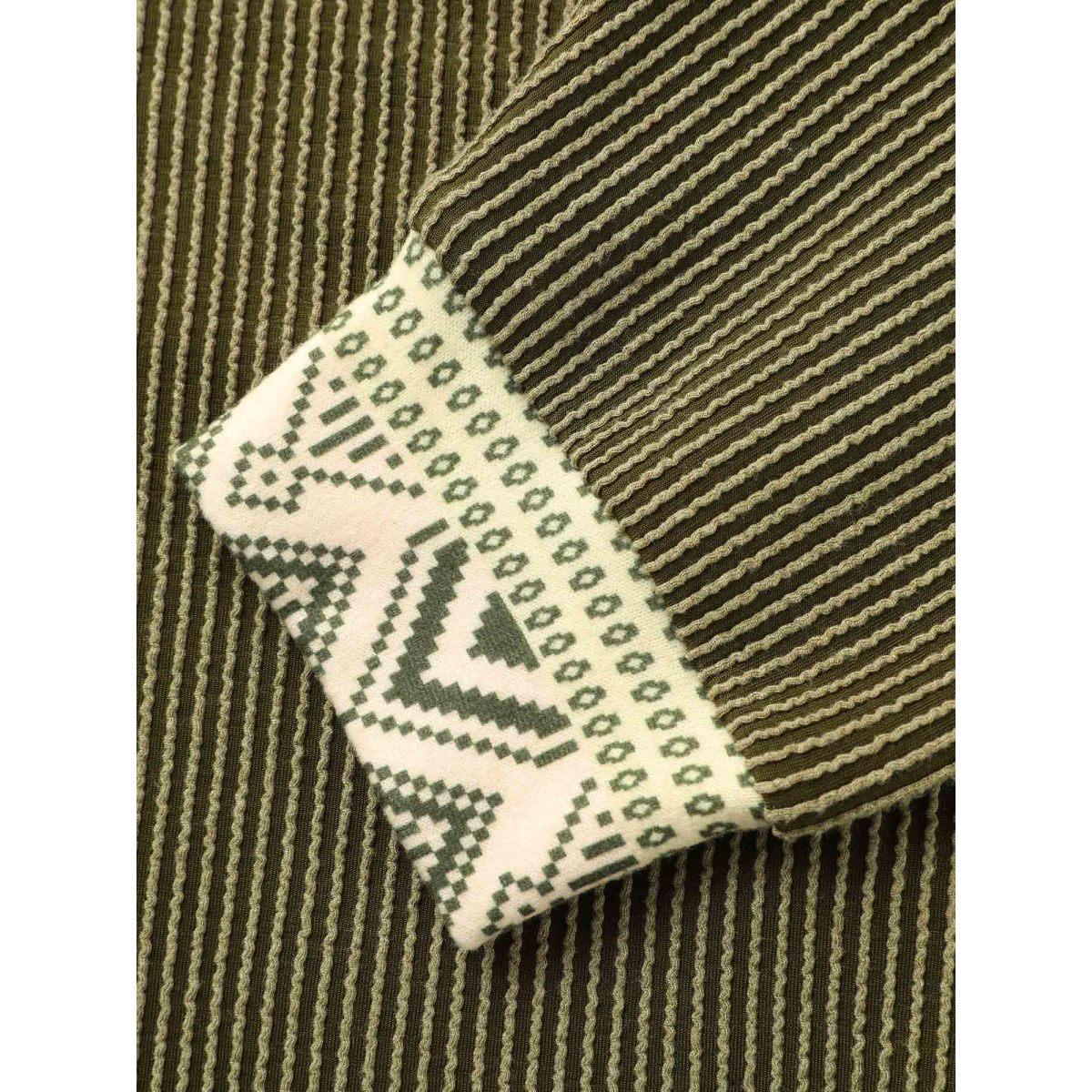 Plus Size Bandana Patchwork Button Up T-shirt ArmyGreen Women Casual Texture Round Neck Everyday T-shirts BloomChic 26/4X Product Image